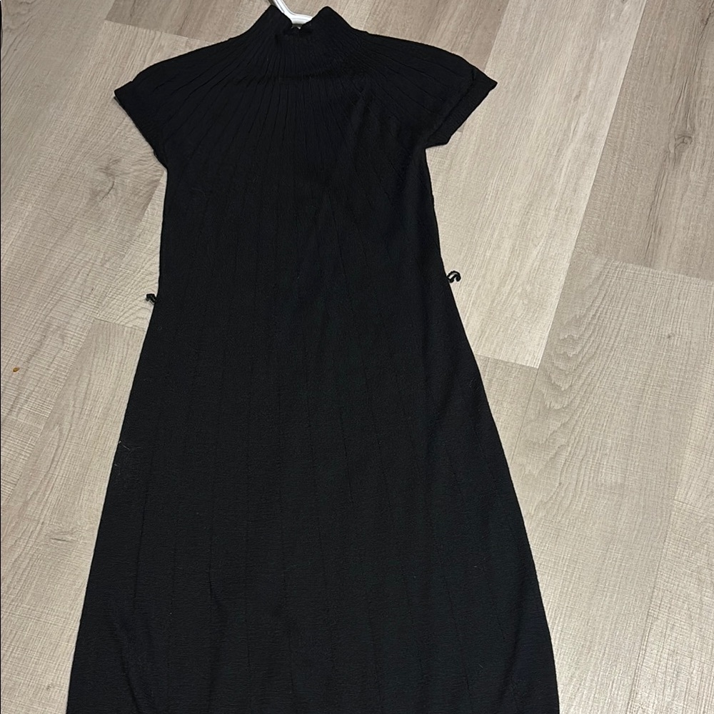 Calvin Klein Black Sheath Midi Dress Mock Neck